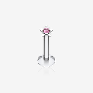 Sparkle Star Top Internally Threaded Labret-Pink